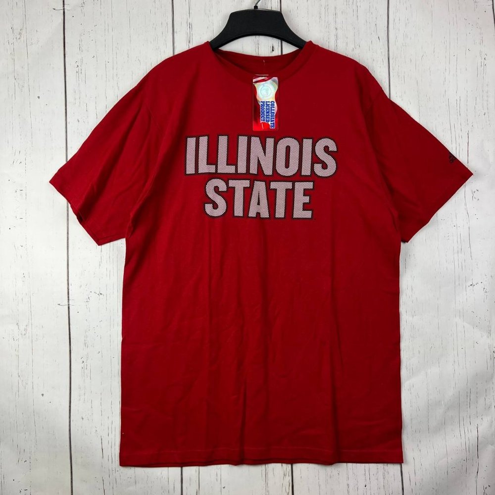 Illinois State Redbirds NCAA Large Adidas Casual‎ T-Shirt Red New Men Cotton